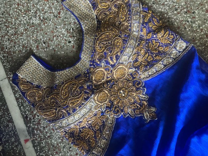 Royal Blue Embroidered Anarkali Suit