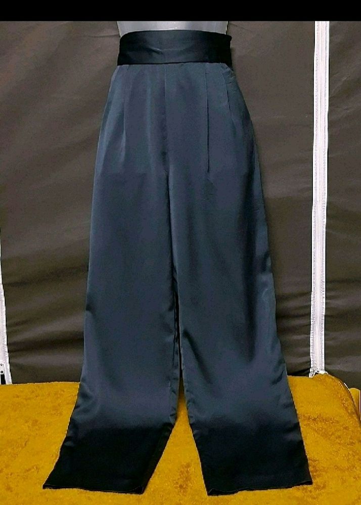 Navy Blue Satin Trouser