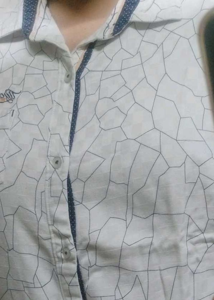 White Checks Party Wear Shirts XXL
