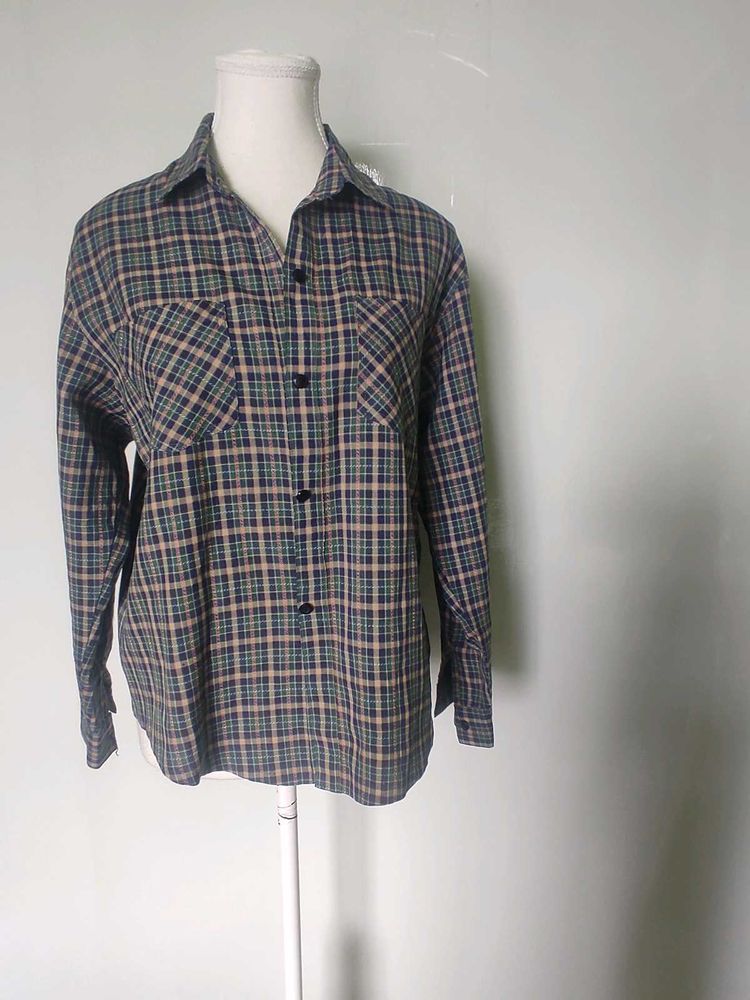 Long Cheaked Shirt Green