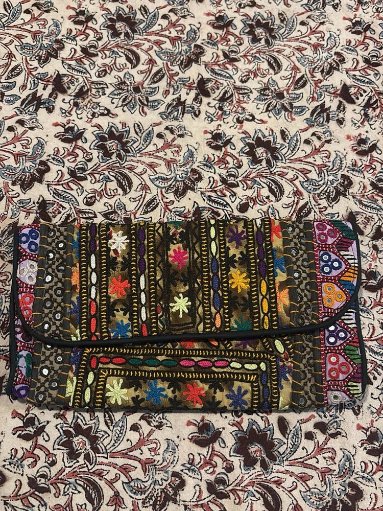 Boho Embroidered Clutch