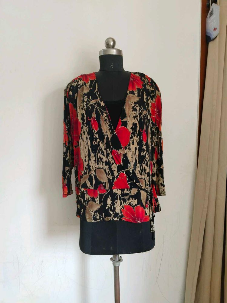 plus size Floral Wrap Top