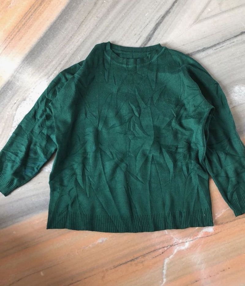 Green Knit Pullover Sweater