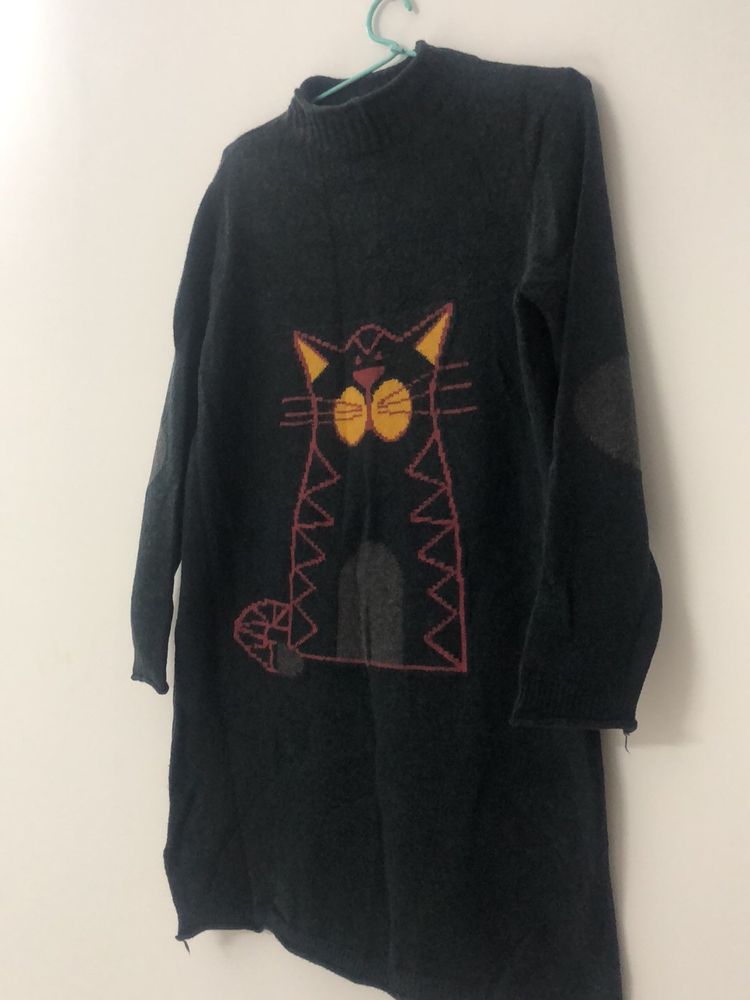 Black&amp; Grey  Woolen Tunic dress(Warm) Winter Wear For M-L Size