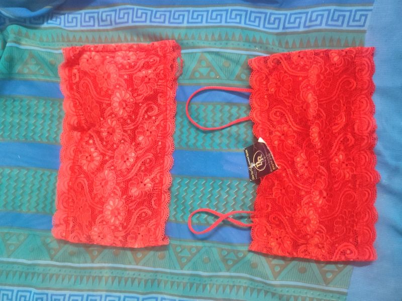 Lace Tube And Noodle Strap Bra