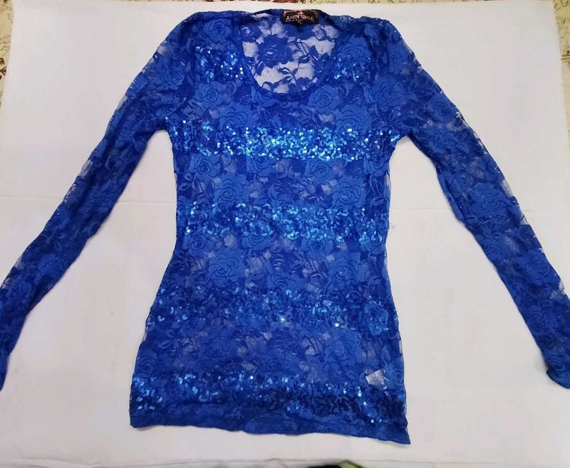 Blue Rose Stylish Net Top.🌟💙