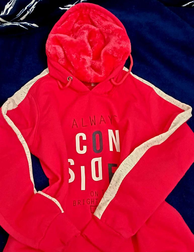 Red Graphic Print Hoodie