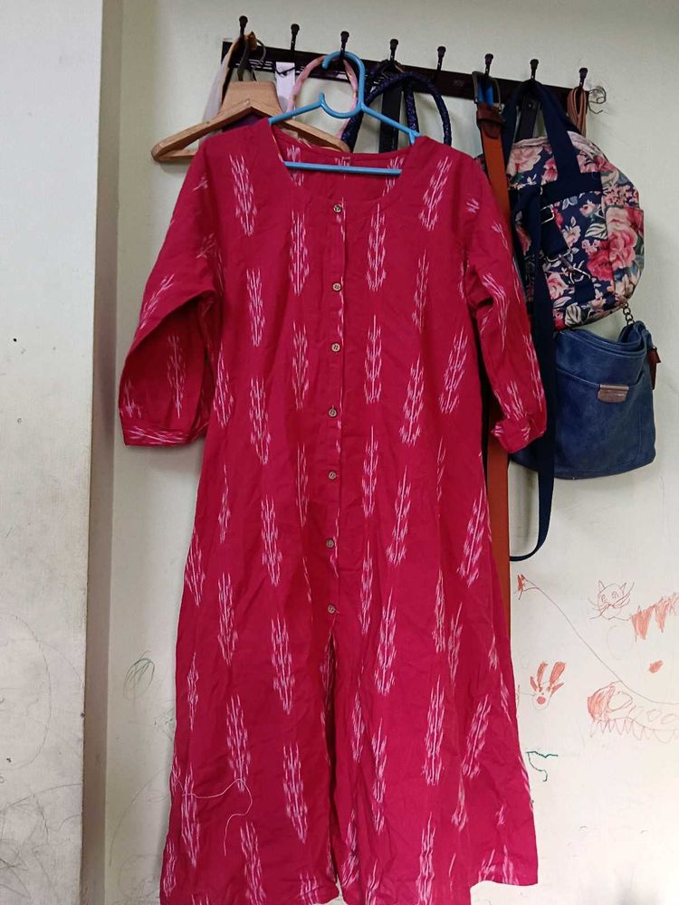 Pink Button-Down Kurti