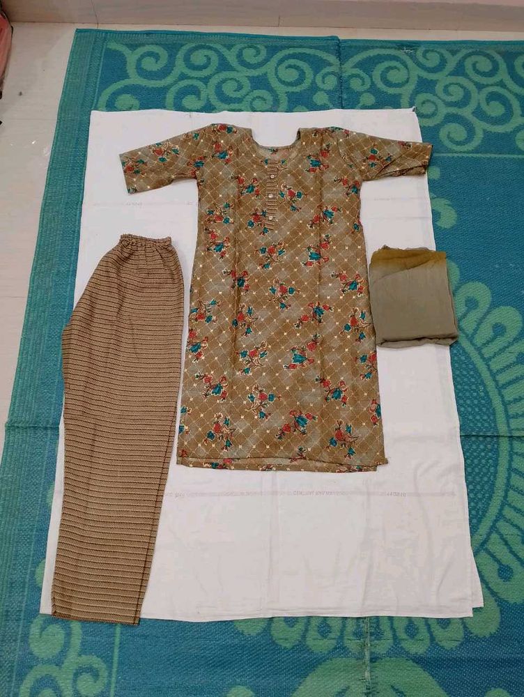 mehendi colour three piece dress
