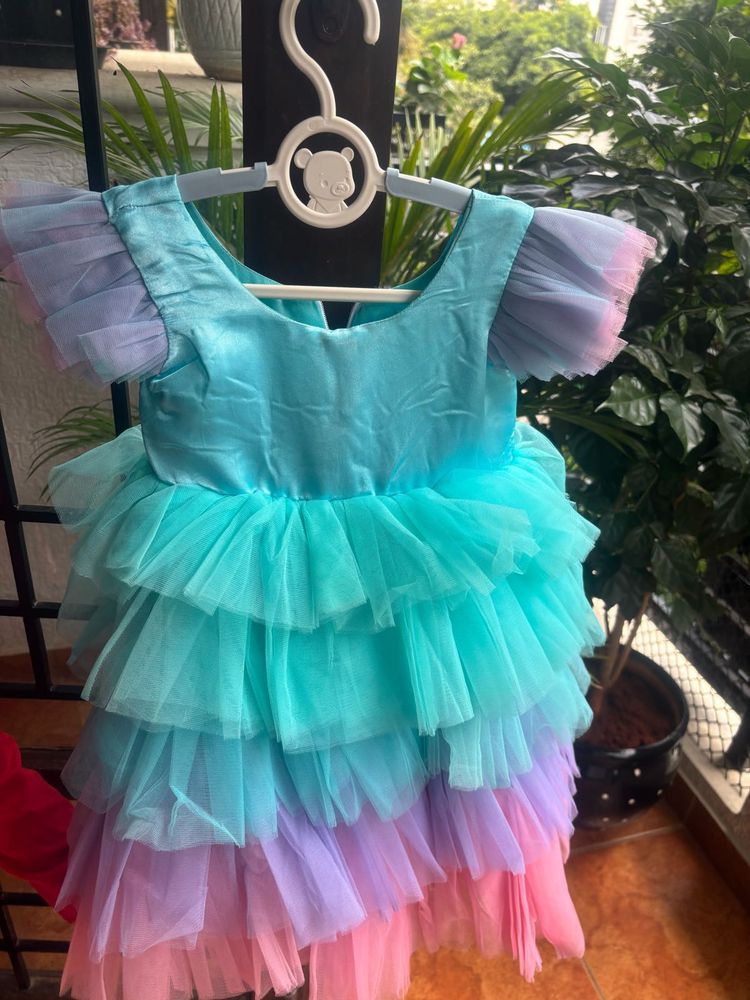 Rainbow Tulle Party Dress