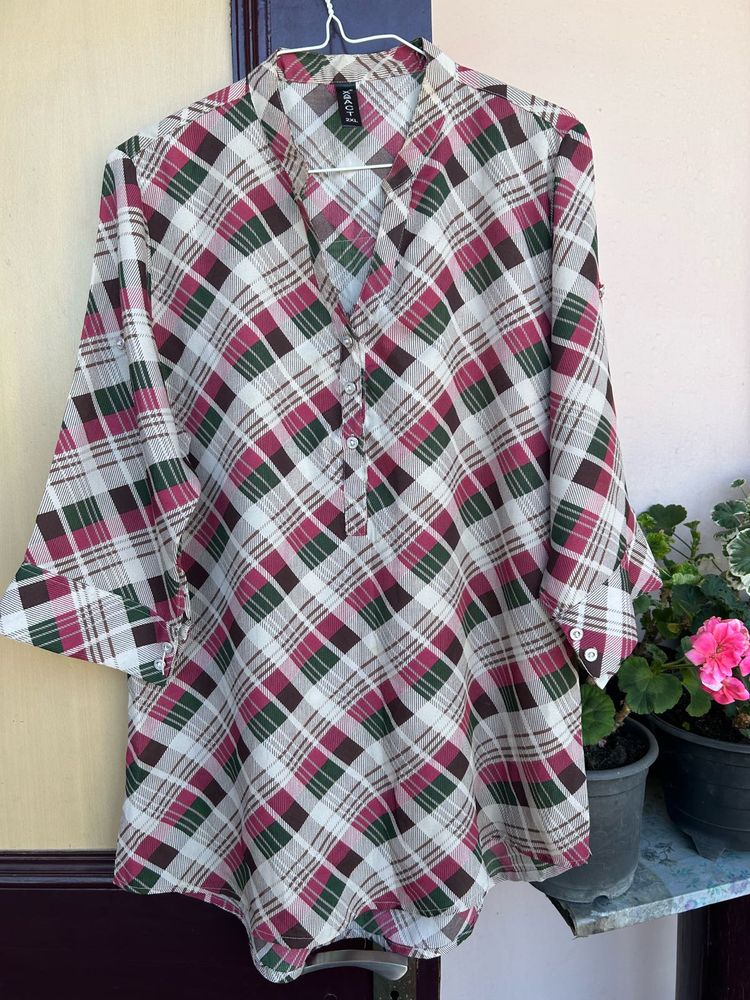 Plaid Blouse Top