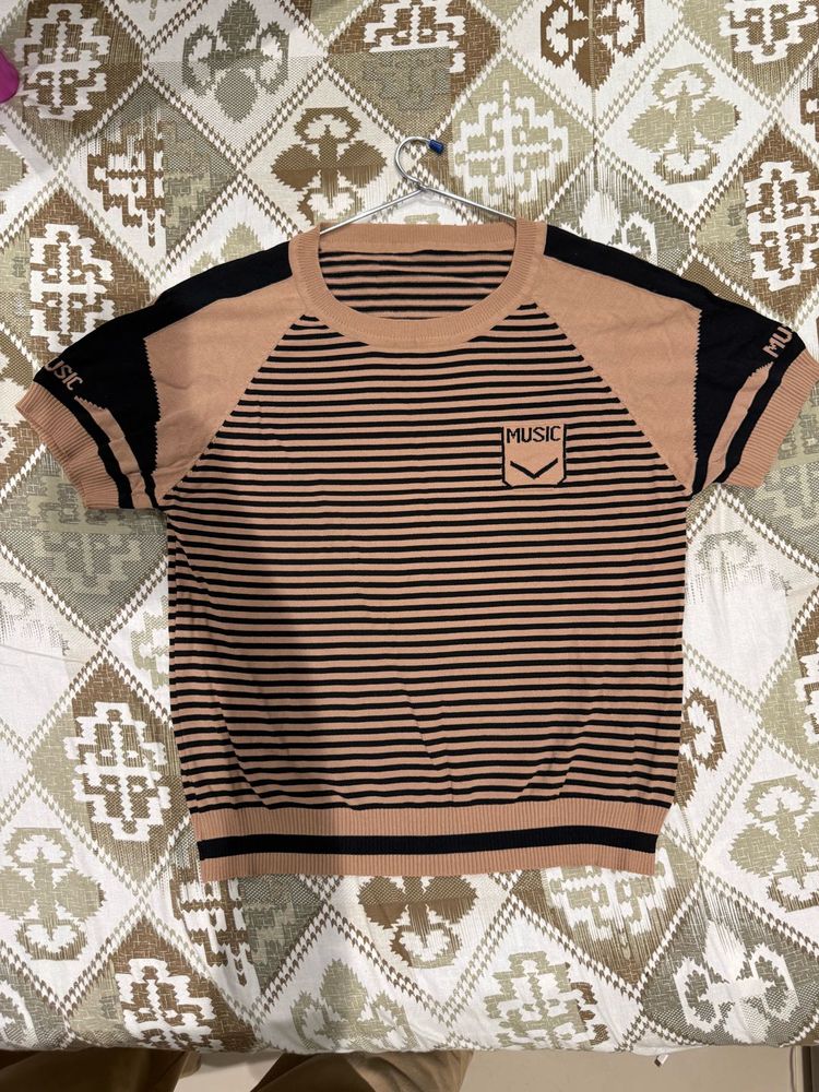 Women’s Striped Cotton Rich Polo Tshirt