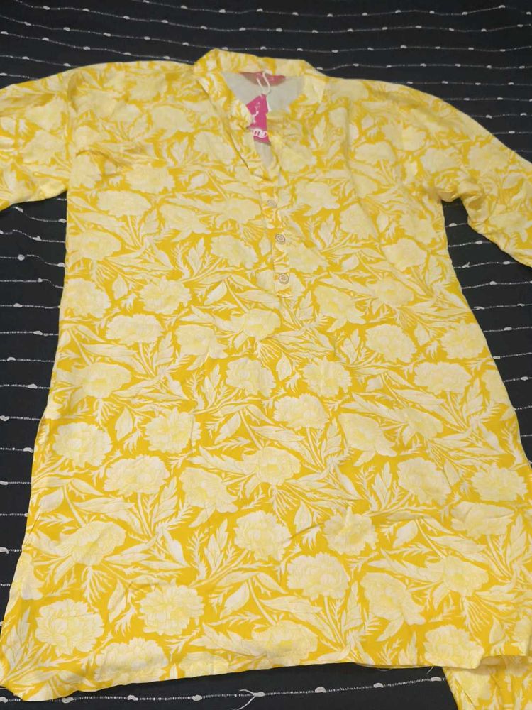 Brand New Yellow Floral Print Kurti Set