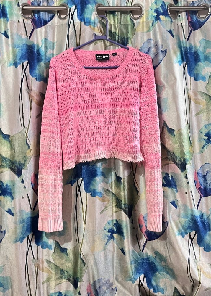 Pink Knit Crochet Top