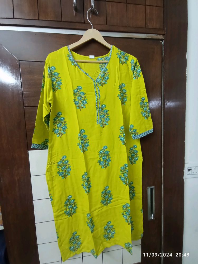 Yellow Floral Print Kurti
