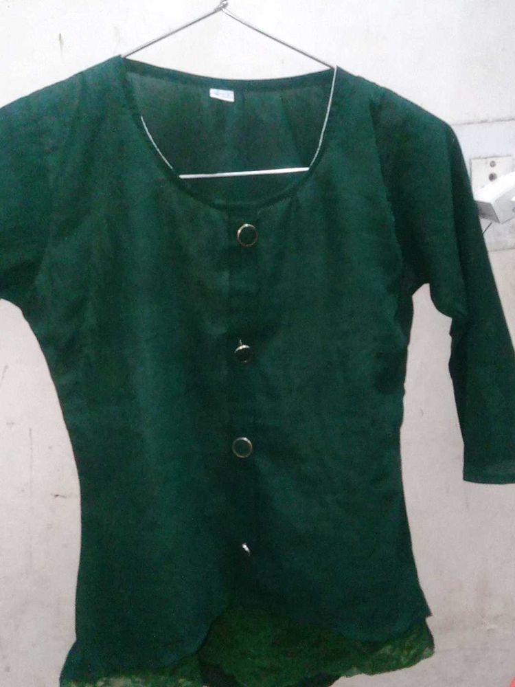 Green Button-Down Kurta