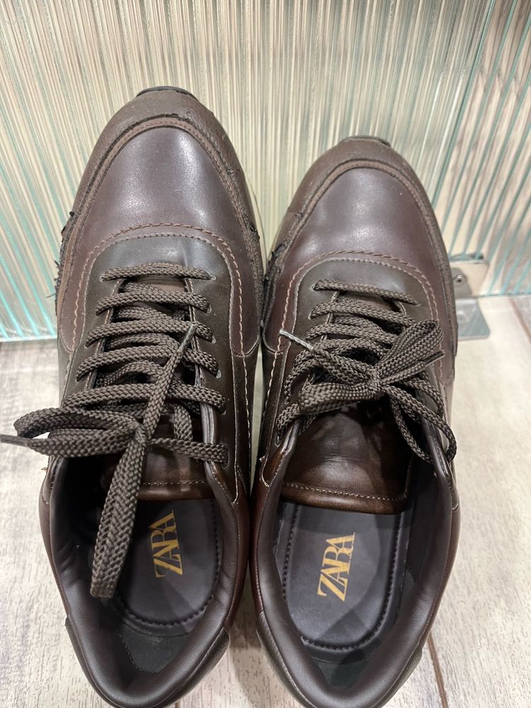 Zara Brown Leather Casual Shoes