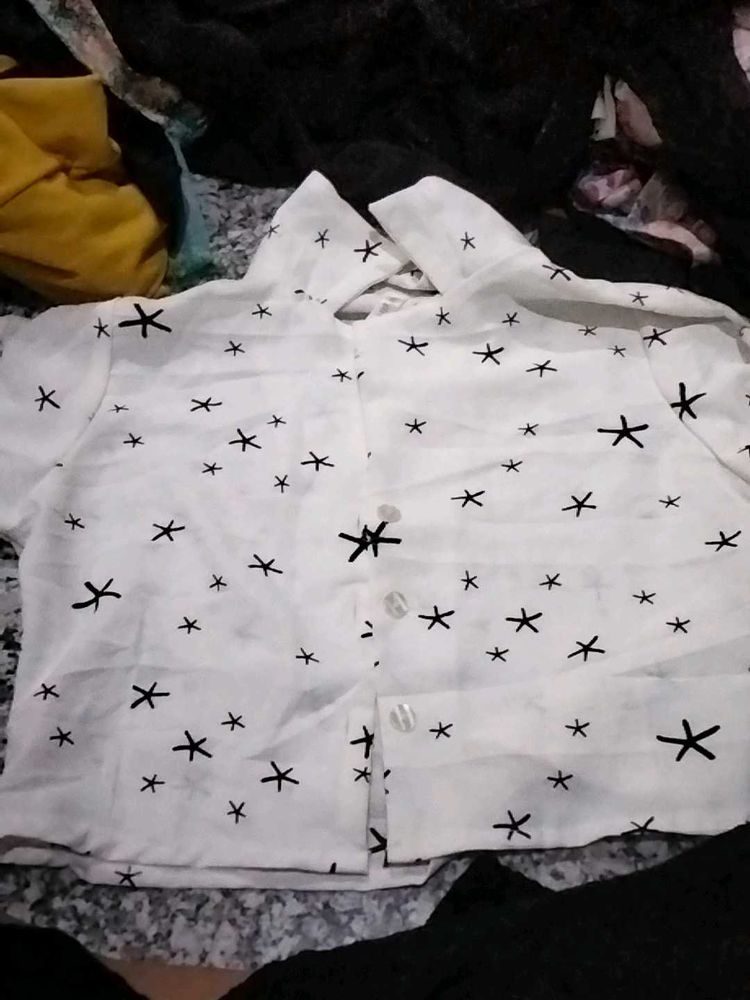 White Patterned Kid's Shirt