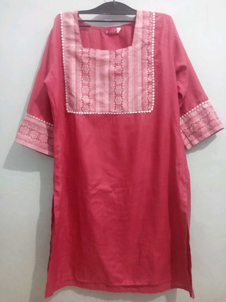 Pink Embroidered Tunic Dress