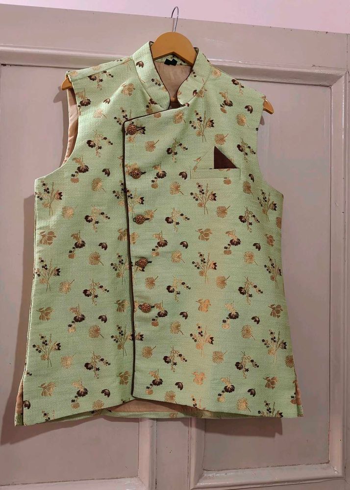 Fluorescent Jacket With Copper Kurta