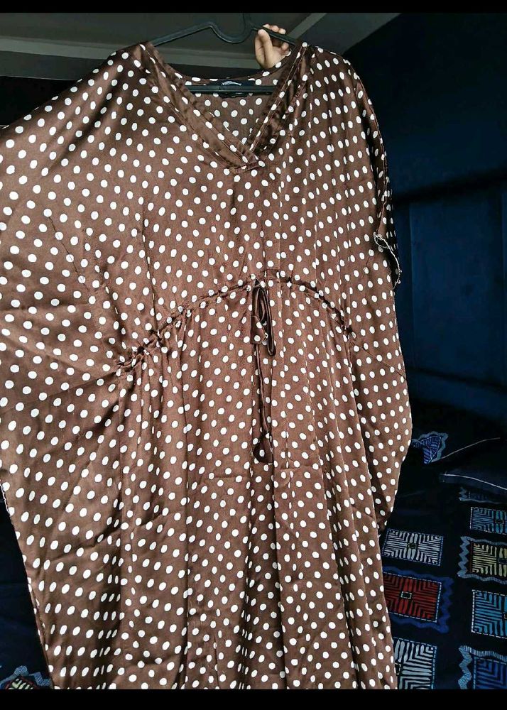Brown Polka Dot kaftan nighty