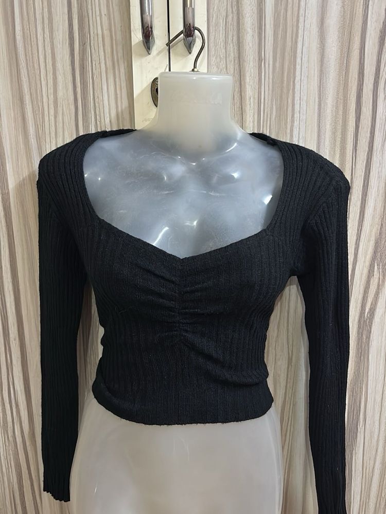Sexy Black Long Sleeve Top