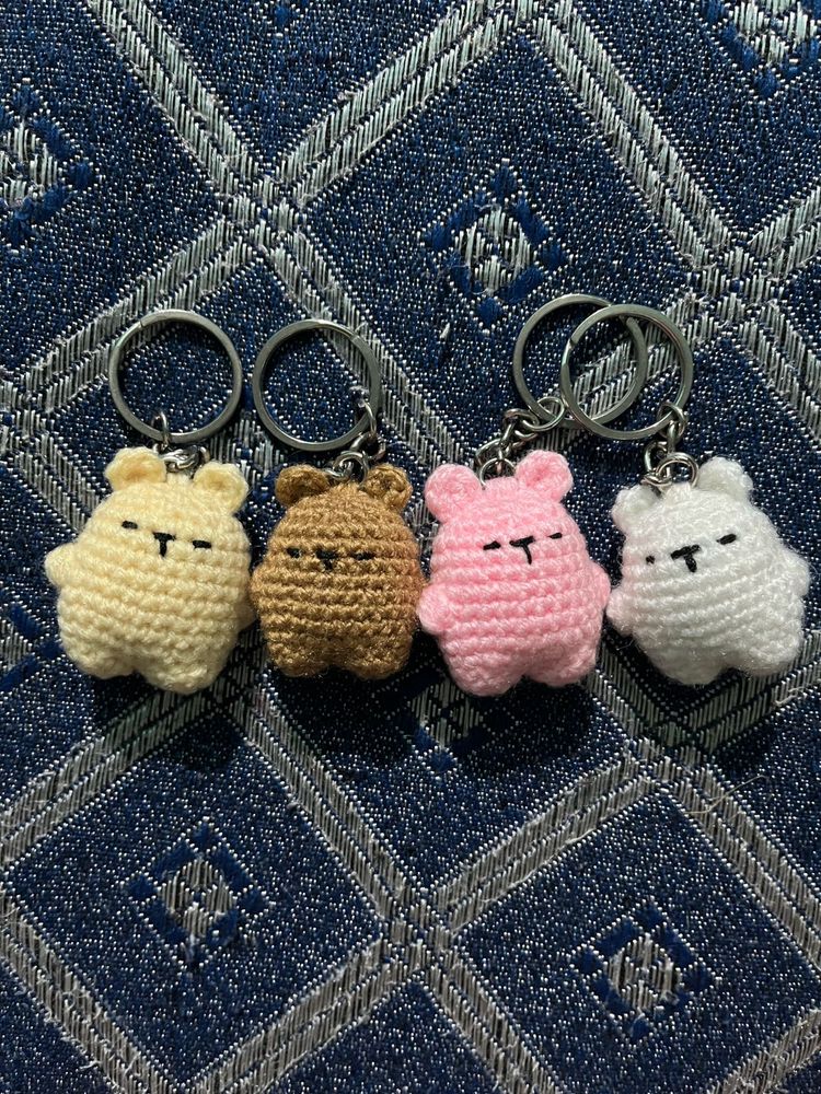 Crochet Handmade Amigurumi Bear Keychain