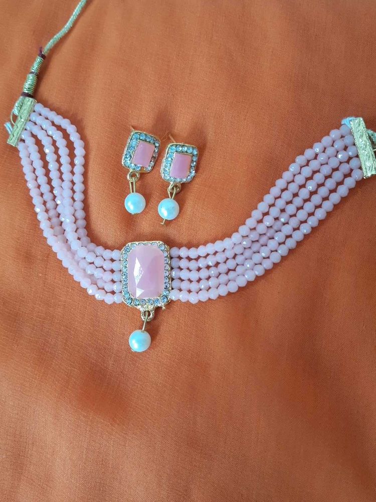New Pink Chokar Necklace Set