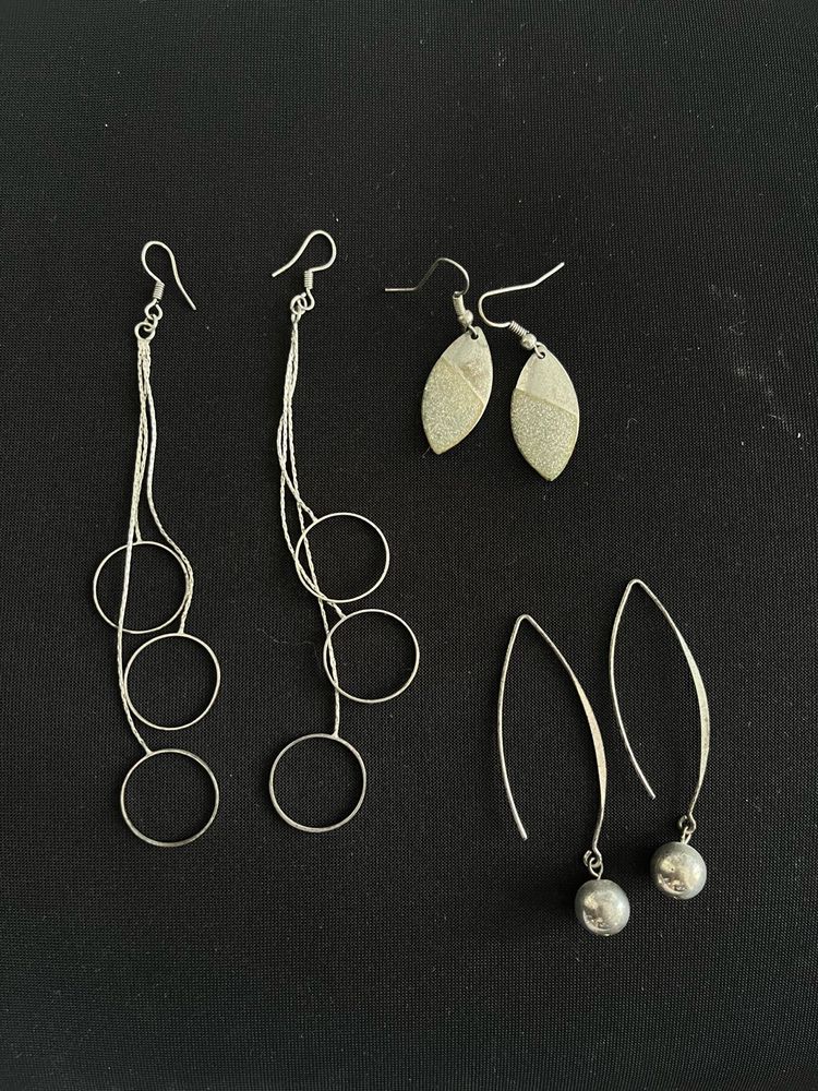 Earrings - Silver Tone Set of 3