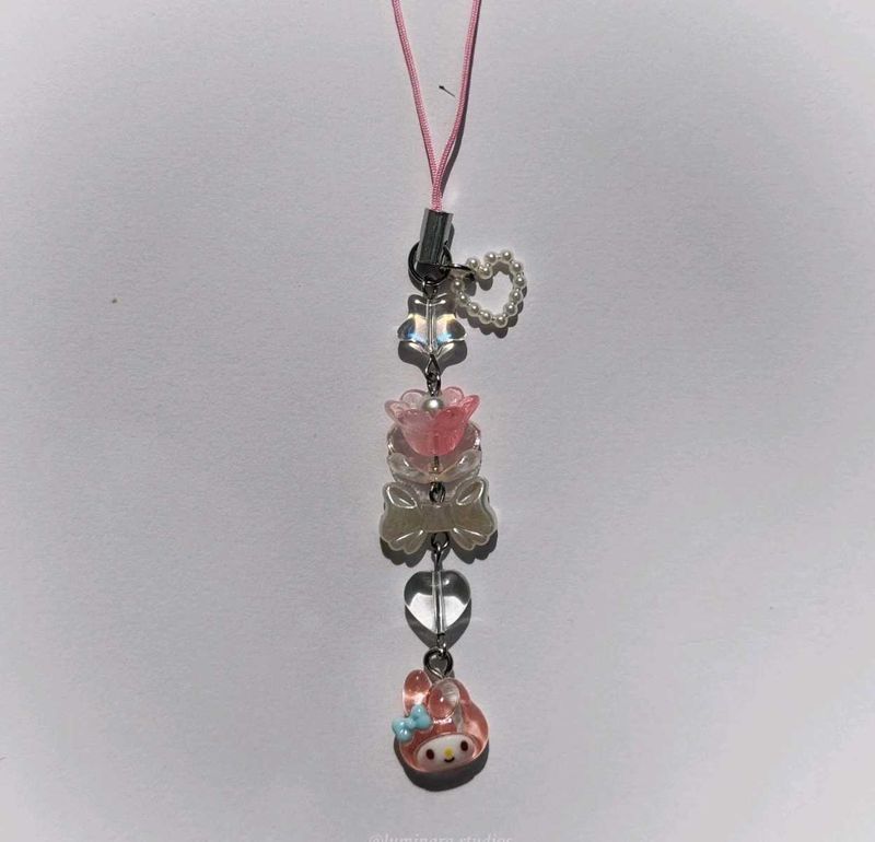 🐰💖 Cute Handmade Beaded My Melody Phone Charm✨