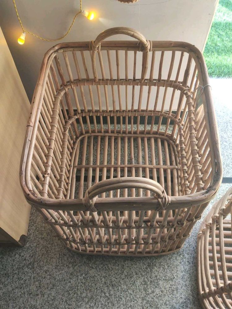 Bamboo Rattan Storage Basket Large