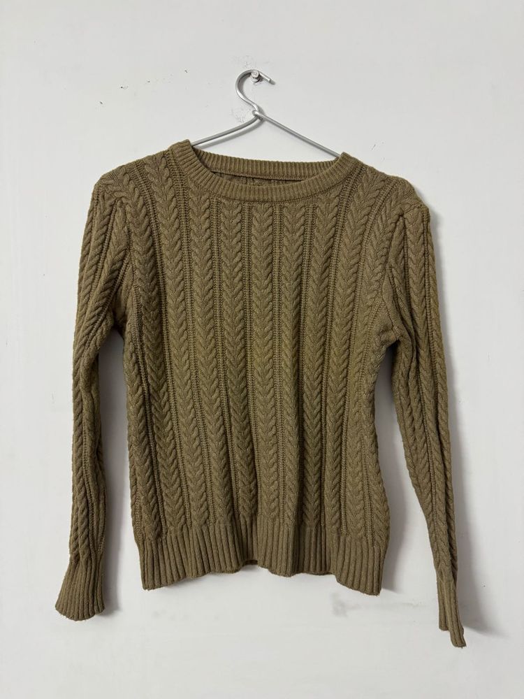 Olive Cable Knit Sweater