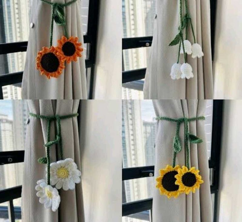 Crochet Flower Curtain Tiebacks