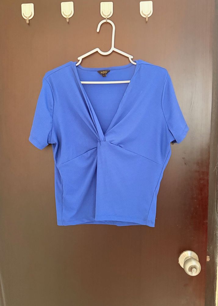 Blue Twist Front Top