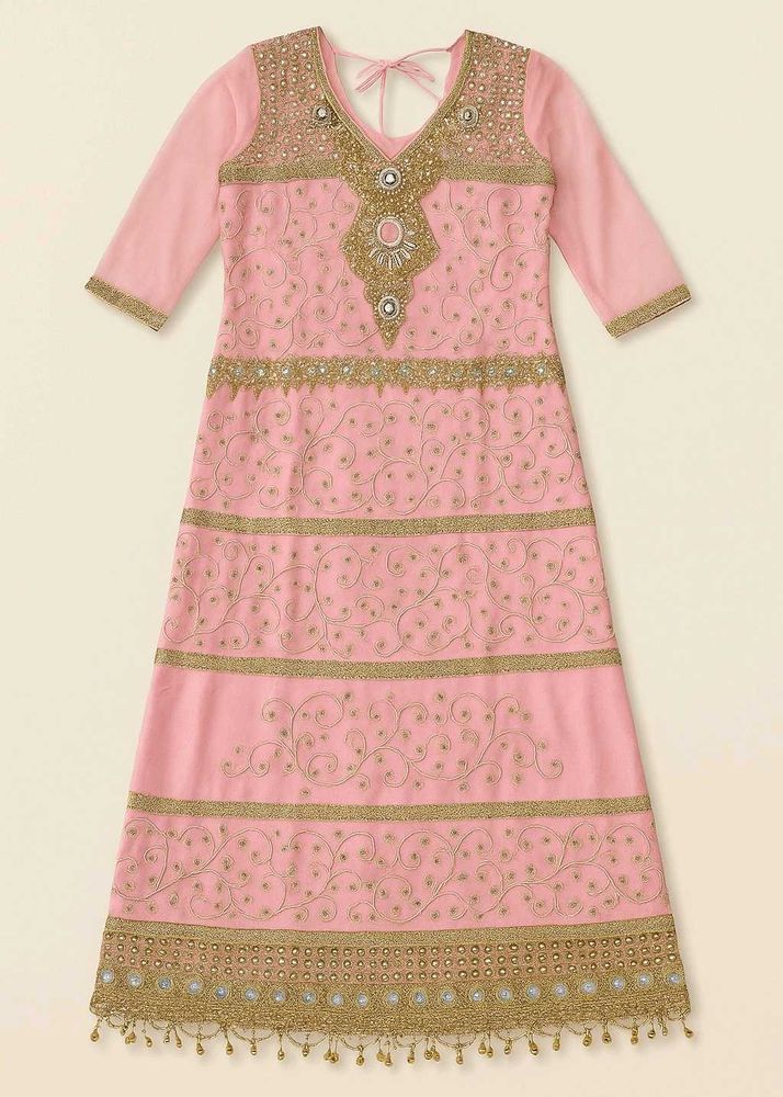 Pink &amp; Gold Embellished Dress