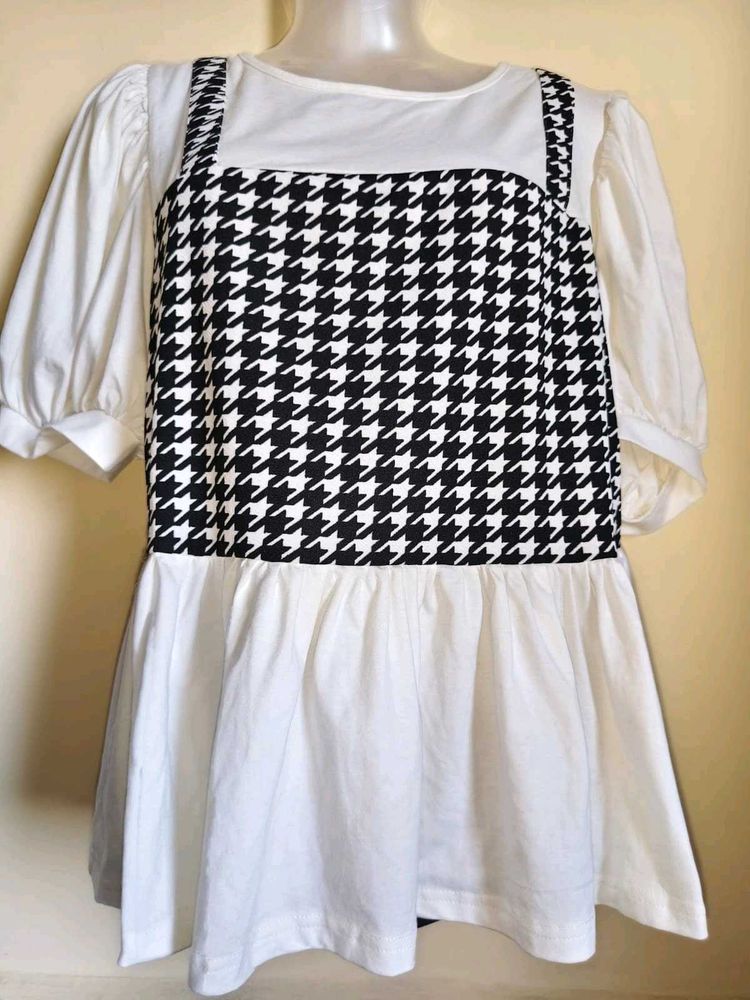 🎁Buy 2 Get 1 Free 🎁Houndstooth Puff Sleeve Dress