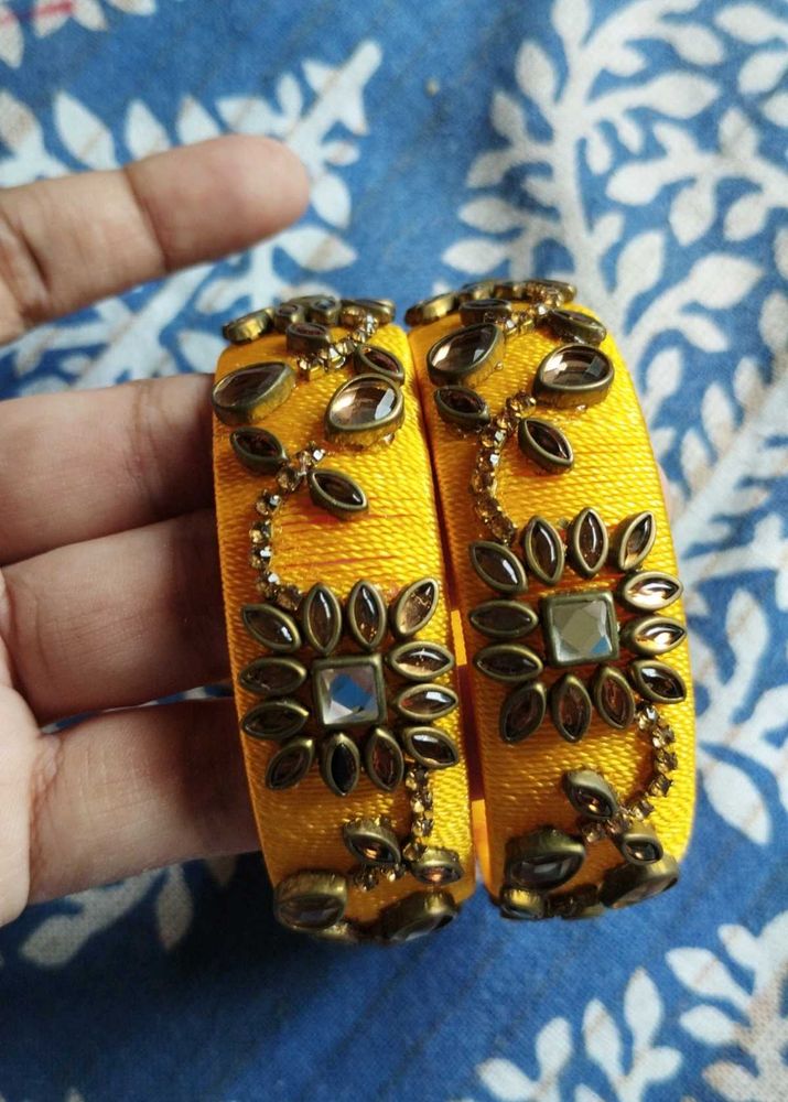 handmade Yellow Thread Bangles