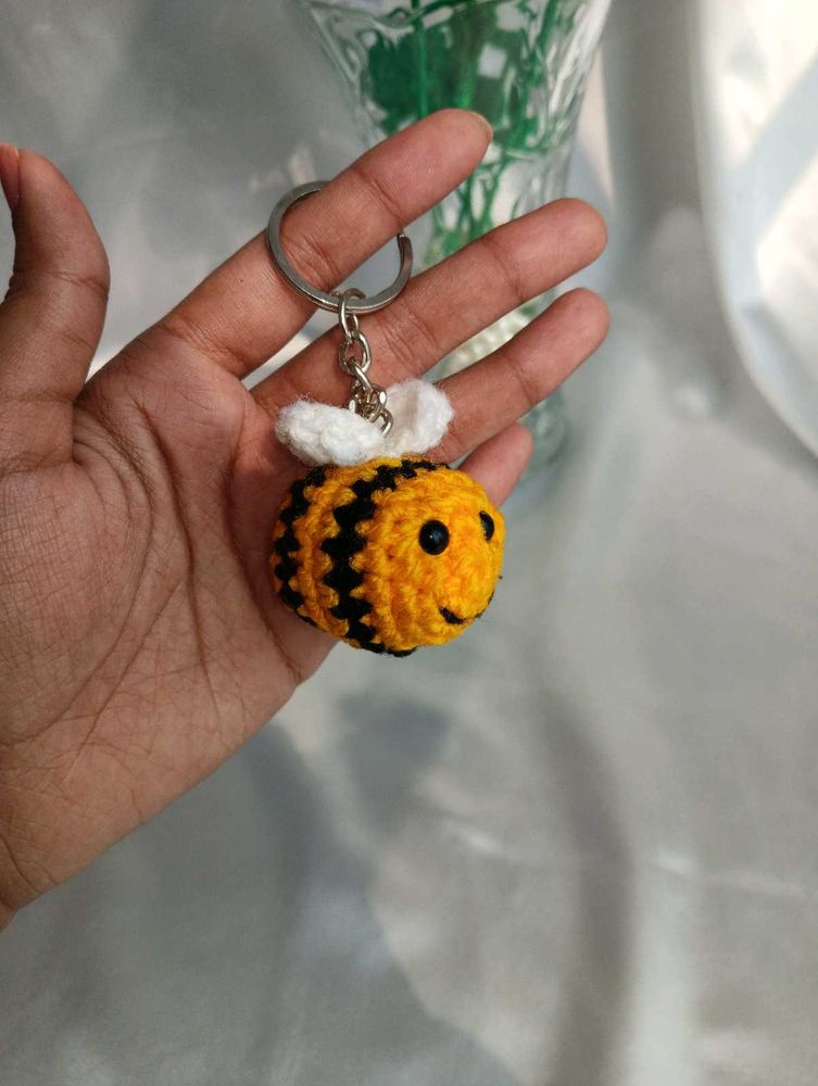 Crochet Mini Bee Keychain 🐝