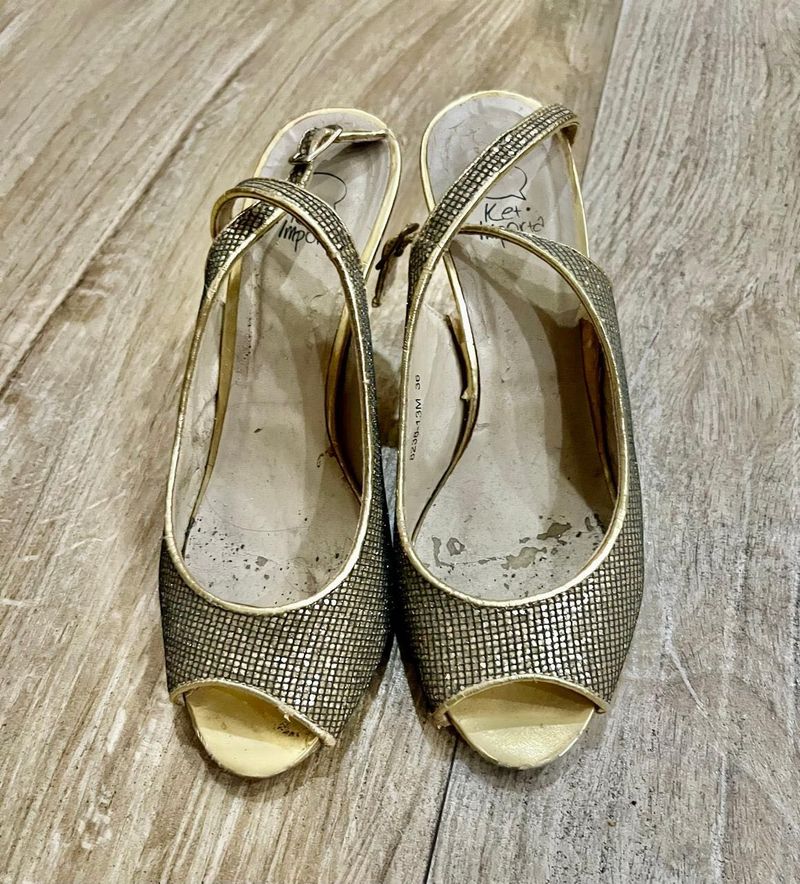 Vintage Keds Gold Slingback Heels