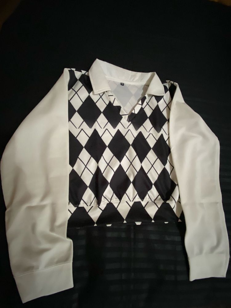 Argyle Print Sweater Top