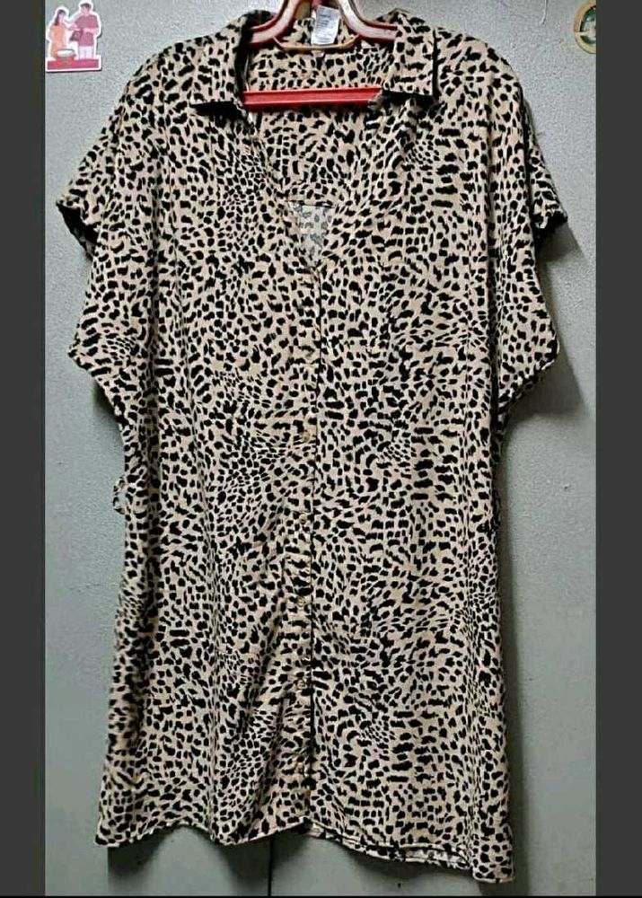 Leopard Print Shirt Dress