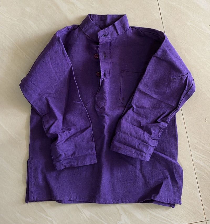 Pure Khadi Purple Kurta - Unique Style