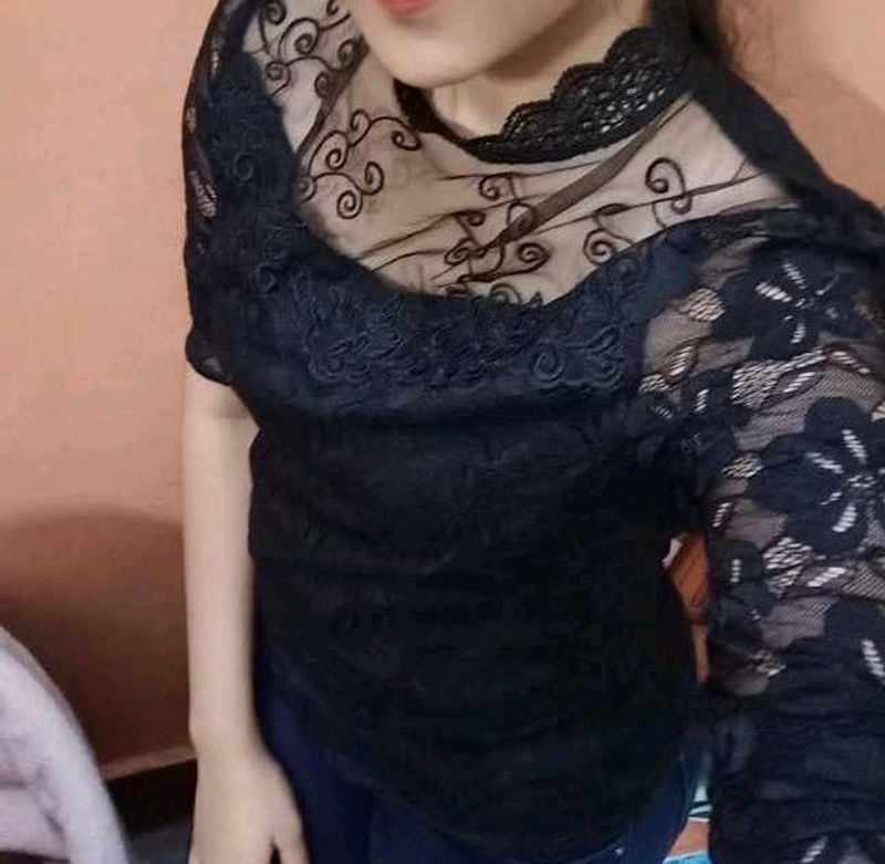 Black Korean Style Lace Top