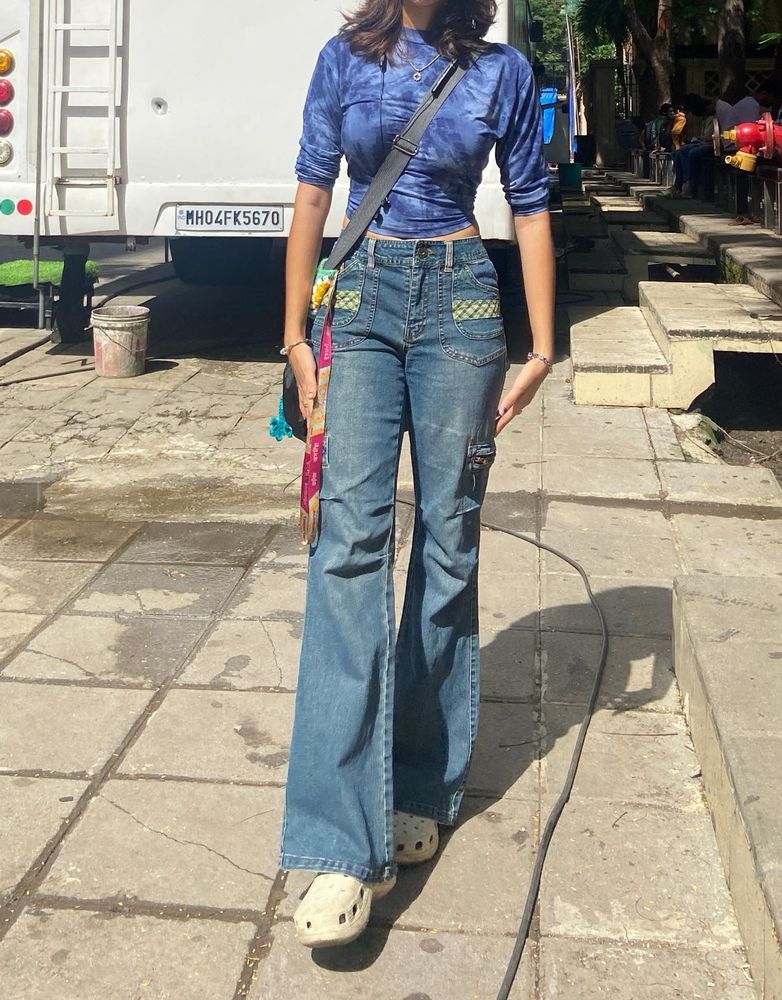 Blue Tie-Dye Long Sleeve Top