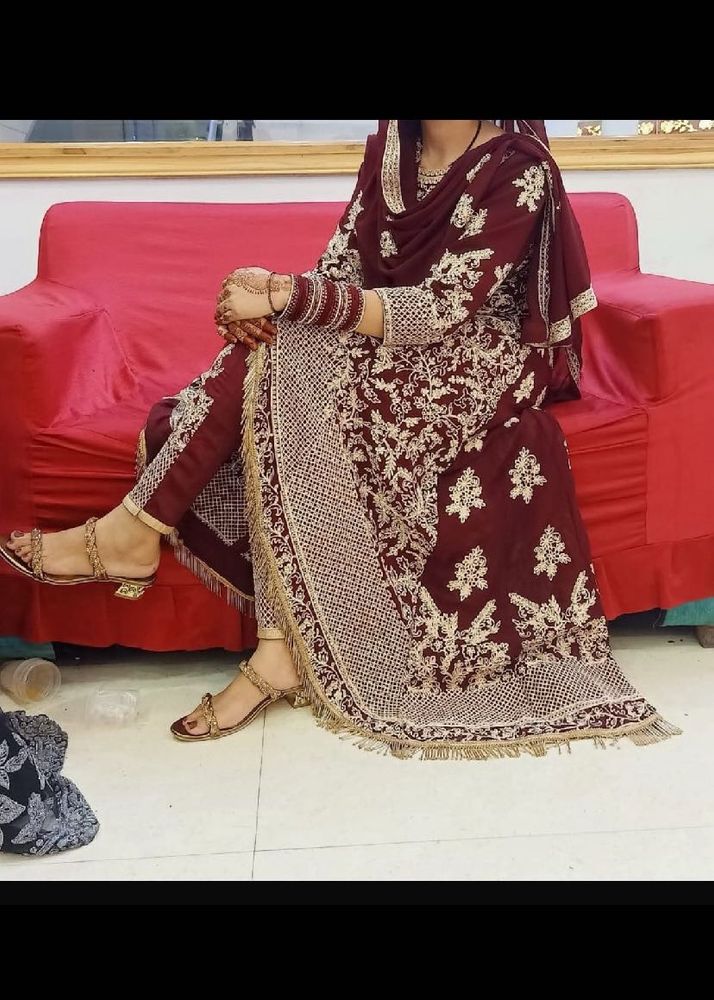 Elegant Maroon beautiful dress for party