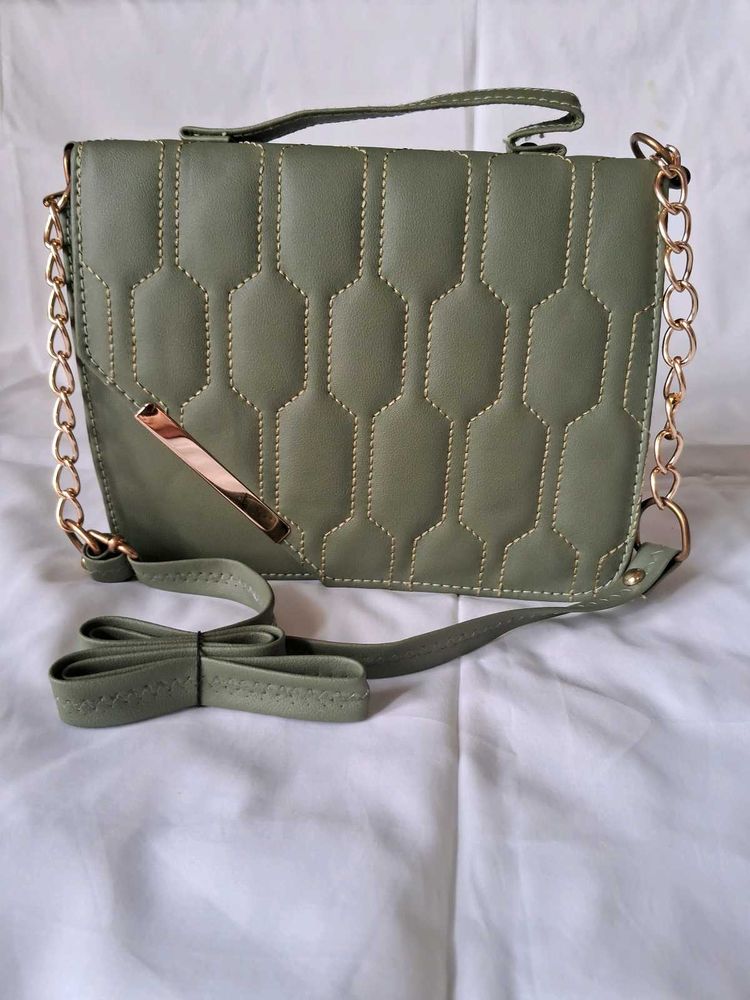 Sage Green Quilted Crossbody Bag