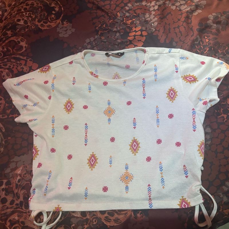 Printed Cropped Casual Tee