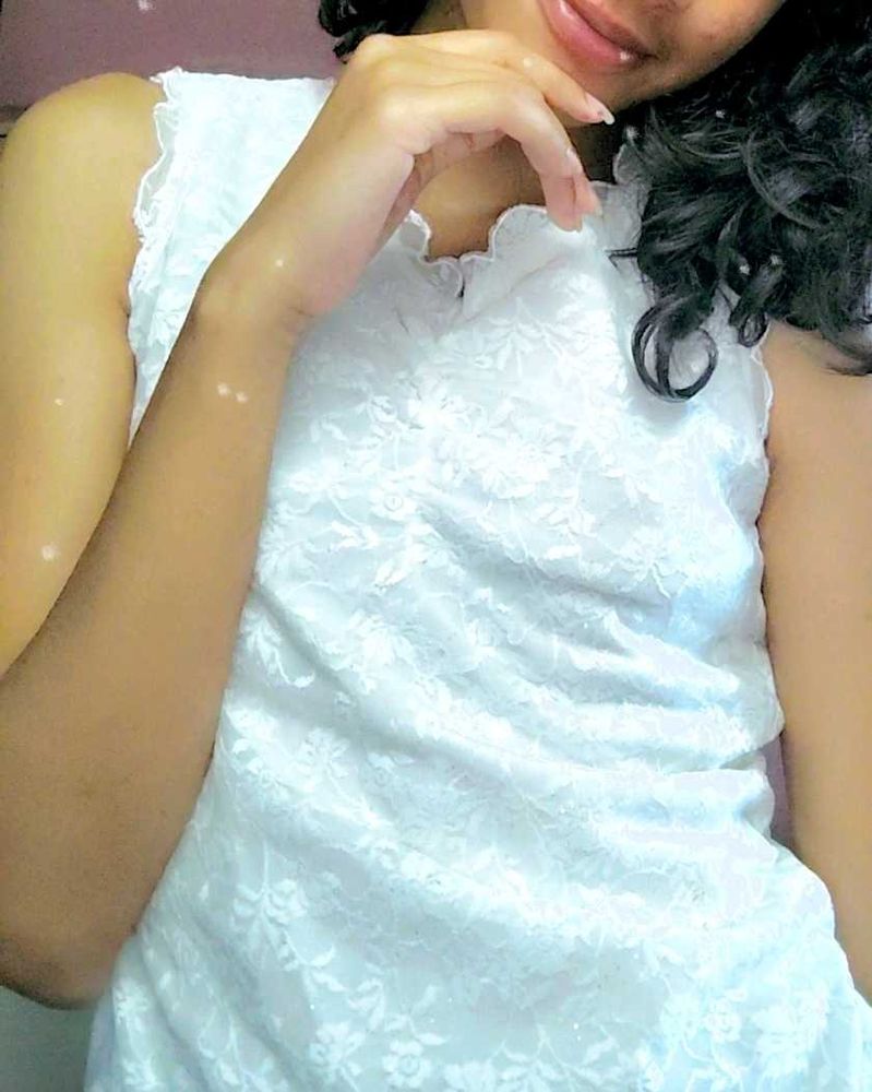 White Lace Sleeveless Top