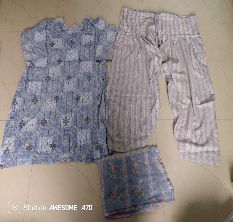 Blue Printed Salwar Kameez Set