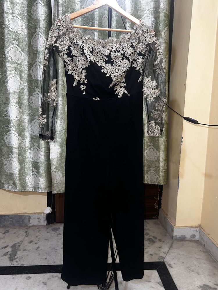 Elegant Black &amp; Gold Party Jumpsuit